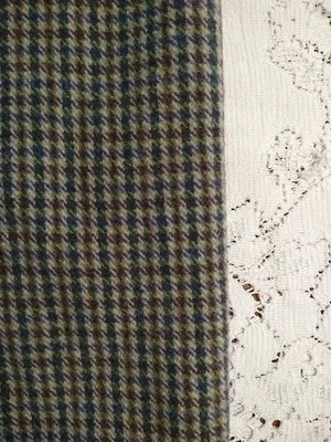 Tan/Brown Mid-weight Wool Fabric 17" Long x 40" Wide Houndstooth Plaid - Image 1 of 4