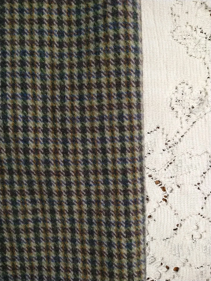 Tan/Brown Mid-weight Wool Fabric 17" Long x 40" Wide Houndstooth Plaid - Image 1 of 4