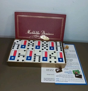 Vintage Puremco Professional Extra Thick Marblelike Dominoes Texas Flag Logo - Picture 1 of 7
