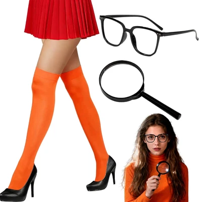 Orange Knee High Socks, Halloween Thigh High Stockings Knee High Socks for Woman - Image 1 of 4