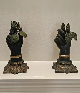 Mano vintage metà secolo con portacandele in foglia - Foto 1 di 12