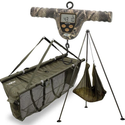 Carp Fishing Weigh Tripod Unhooking Set Digital Scale 50k 110lb & Floating Sling - Image 1 of 4