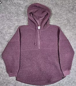 Pink Victoria's Secret Deep Fleece Open 1/4 Zip Cardigan Hooded w/Pockets Size M - Picture 1 of 7