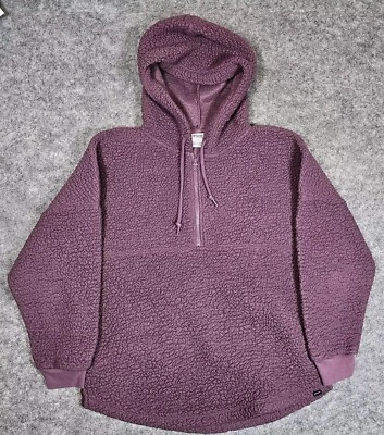 Cárdigan Rosa Victoria's Secret Polar Profundo Abierto 1/4 Cremallera Con Capucha con Bolsillos Talla M Foto 1 de 4