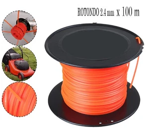 Filo Decespugliatore 2.4mm Rotondo Bobina 100MT Ricambio Tagliaerba Arancione - Foto 1 di 7