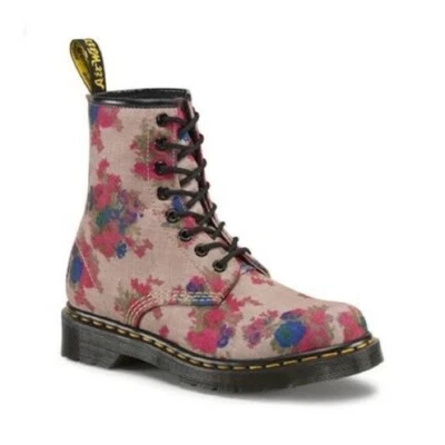 Botas de Combate Dr. Martens Para Mujer Florales Castel Con Cordones Azul Rosa Talla 7 Foto 1 de 4