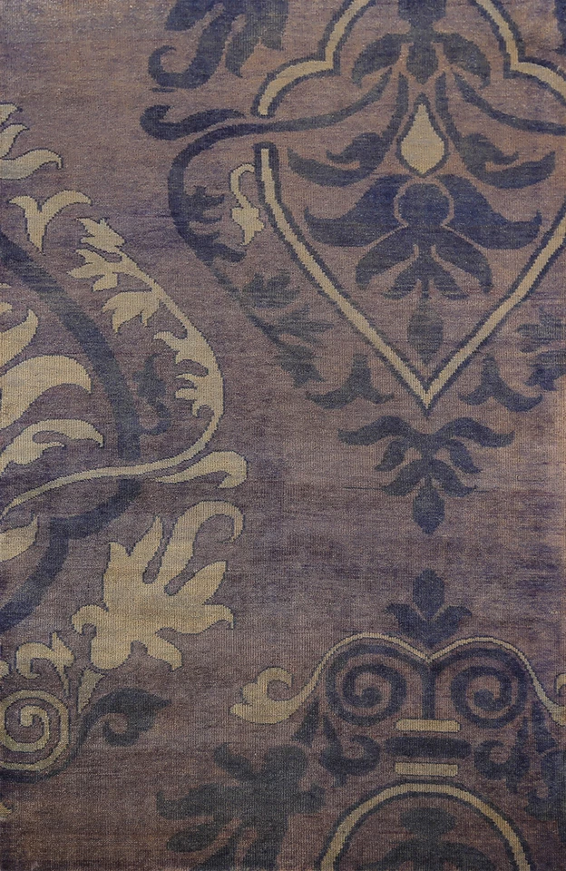 Abstract Indian Hand-knotted Wool Rug 5x8 ft Modern Design - Image 1 of 4