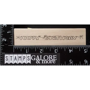 Judith Rubber Stamps I-78 OUTLINE HAPPY BIRTHDAY HANGING STRING & BOW WISHES 967 - Picture 1 of 2