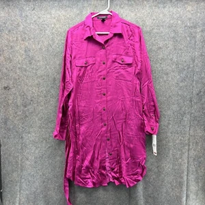 Lauren Ralph Lauren Shirt Dress Women 10 Ascent Pink Button Down Long Viscose - Picture 1 of 12