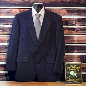Hart Schaffner Marx Mens 44R Solid Navy 2 Button Blazer - Wool - Picture 1 of 9