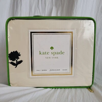 Kate Spade Full/Queen Piedmont Park Duvet Cover Cream/Black Minimalist Bedding - Image 1 of 4