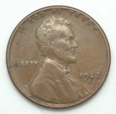 1952-S Lincoln Wheat Cent die chip filled 5 nice mint error - Image 1 of 2