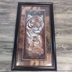 Instinct Artist Ruane Manning Tiger & Cub Safari Art Raised Lithograph Print  - Picture 1 of 16