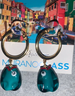 murano glass Fish earrings Dyadema Brass - Image 1 of 4