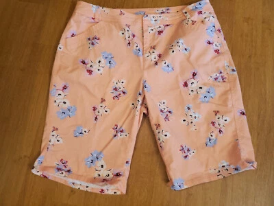 Lane Bryant женщины шорты 4 кармана молнии крюк плоский передний оранжевый/цветочный размер 16 - Изображение 1 из 4