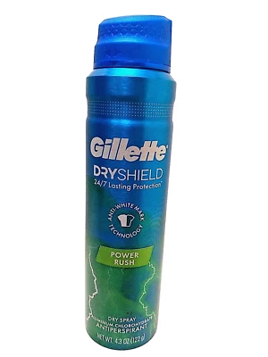 Gillette ☆ Dry Shield ☆ Spray seco Antitranspirante ☆ Power Rush ☆ 4,3 oz ☆ Exp 11/25 Foto 1 de 3