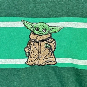 Mens Shirt Large Baby Yoda Star Wars Grogu Green Stripe Jedi Temple Force Retro - Picture 1 of 4