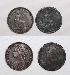 ‘THE HOARD’  TWO GREAT BRITAIN VICTORIA GREAT BRITISH 1 FARTHINGS 1874 & 1876 - Picture 1 of 16