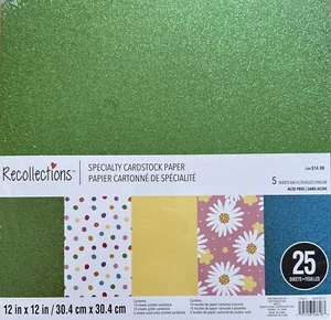 ~ GREEN/BLUE GLITTER ~ 12X12 SCRAPBOOK CARDSTOCK PAPER PAD 25 LOT~RECOLLECTIONS~ - Picture 1 of 5
