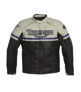 MENS TRIUMPH MOTORCYCLE STOCKWELL LEATHER JACKET SIZE EU 48 US 38 - Picture 1 of 7