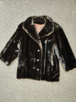 Abrigo de piel marrón oscuro vintage estilo VI Ltd Tissavel Francia, forro chocolate talla L Foto 1 de 4