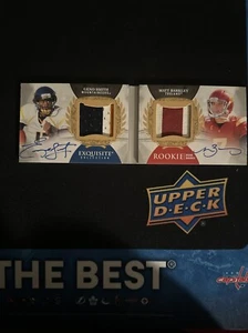 2013 UPPERDECK EXQUISITE /15 GENO SMITH & MATT BARKLEY DUAL ROOKIE PATCH AUTOS - Picture 1 of 8