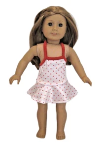Puppenkleidung 18 Zoll Badeanzug weiß rot gepunktet kompatibel mit AG Puppen - Bild 1 von 2