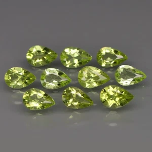 Forma de pera 6x4mm. ¡Color encantador! Peridoto verde natural Pakistán 10 piezas/4,30 quilates - Imagen 1 de 6