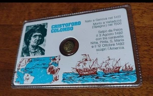 Moneta in oro Cristoforo Colombo con card NUOVA - Picture 1 of 2