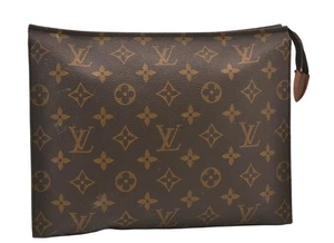 Auth Louis Vuitton Monogram Poche Toilette 26 M47542 Cosmetics Pouch Junk 8481M - Picture 1 of 10
