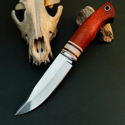 Gift-Ready 10" Damascus / Steel Knife Full Tang Hunt it Hunt + Leather Sheath - Image 1 of 4