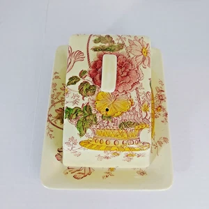 Royal Crownford Charlotte Elfenbein Mehrfarbig Butter/Käse Schale Keil - Bild 1 von 7