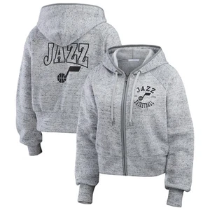 Women's WEAR by Erin Andrews Heather Gray Utah Jazz Speckled Radiator Full-Zip - Picture 1 of 3