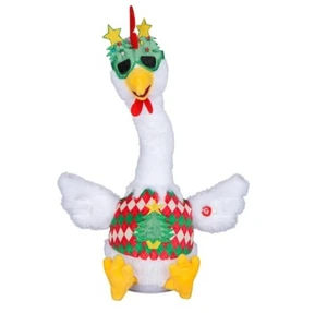 Animated Singing Christmas Chicken  Plush Toy – Holiday Sweater, Sings & Dances - Picture 1 of 3