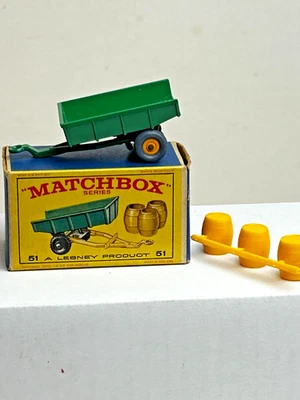 Matchbox No. 51 John Deere Tipping Trailer and Barrels with Original Box - Image 1 of 4