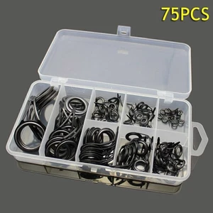 Fishing Rod Guide Tip Stainless Steel Bait Casting Rod Guide Repair Kit 75pcs - Picture 1 of 10