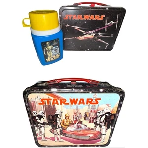 Fiambrera metálica vintage Star Wars 1977 con termo *envío rápido* EL OG 🖤 - Imagen 1 de 13