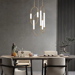 Modern Iron+Acrylic Chandelier LED Hanging Pendant Lamp Ceiling Fixture Lighting - Picture 1 of 19