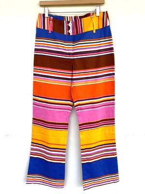 Винтажные брюки Metrostyle 70-х эластичные в полоску с высокой талией женские размер 10 - Изображение 1 из 4