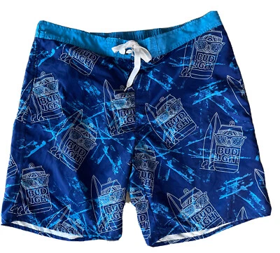 BUD LIGHT Hombres XL Tabla Corta Tabla de Surf Gafas de Sol Baúl de Natación Budweiser Azul Cerveza Foto 1 de 4