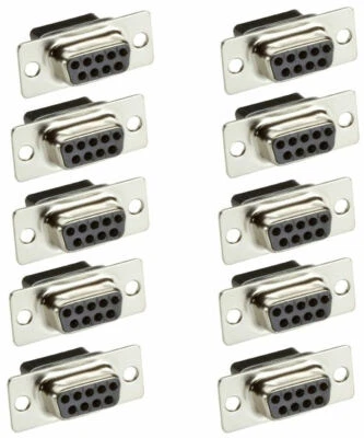 10 Pcs DB9 D-SUB 9-Pin Female Crimp Pin Type RS232 Connector Assembly Cup Socket - Image 1 of 2