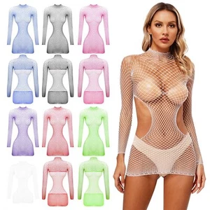 Womens Nightwear Bodycon Dress Babydolls Lingerie Pool Sleepwear Fishnet Sheer - Picture 1 of 82