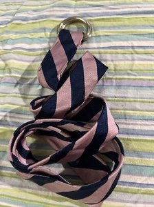 J Crew Silk Ribbon Stripe Tie Belt Size 42” D-Ring Women Multi Color - Picture 1 of 5