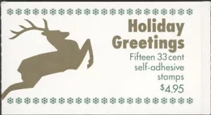 1999 US Scott #BK276B (3367a-3367c) Christmas Deer Booklet of 15 MNH - Picture 1 of 2