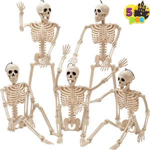5 PCS 16'' Posable Halloween Skeletons Full Body Joints Hanging Decorations - Picture 1 of 12