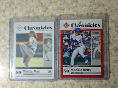 2020 PANINI Chronicles Mookie Betts RED #17 /100 & Dustin May RC #36 - Image 1 of 3