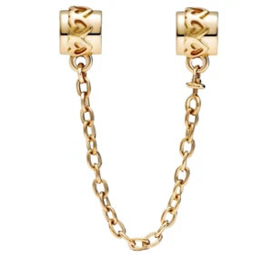 *NUEVO* Pandora Momentos 14K Oro Sólido Corazones Cadena de Seguridad 759519C00-05 - Imagen 1 de 7