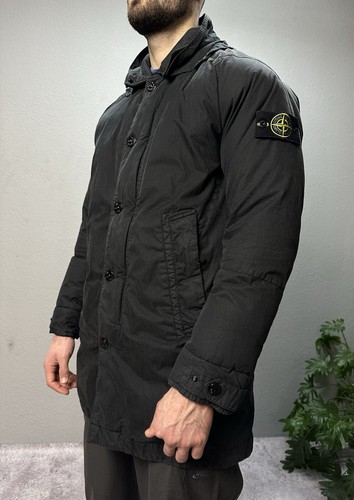 Stone Island Uomo 50 Fili Resinata Piumino TC Giacca Parka Patch Logo Nero Taglia L