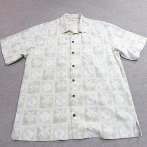 Tommy Bahama Shirt Large Beige Palm Trees Silk - Picture 1 of 5