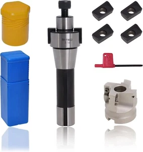 R8 FMB22 7/16 + 50mm Face End Mill Shell Cutter + 4Pc APMT1604 Carbide Inserts - Picture 1 of 7